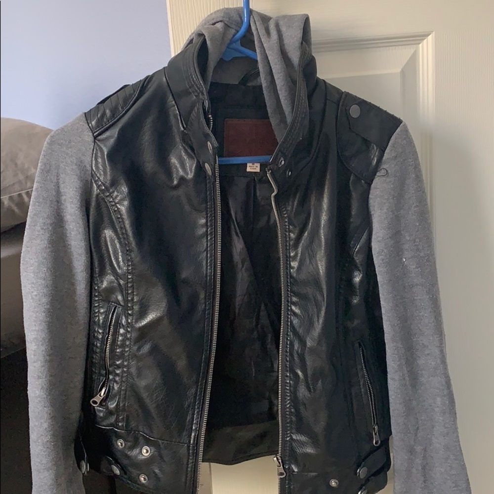 Grey Faux Leather Jacket Miss London